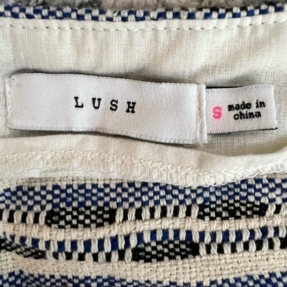 Lush Womens Pencil Skirt White Blue Geometric Side Zipper S - Picture 8 of 9